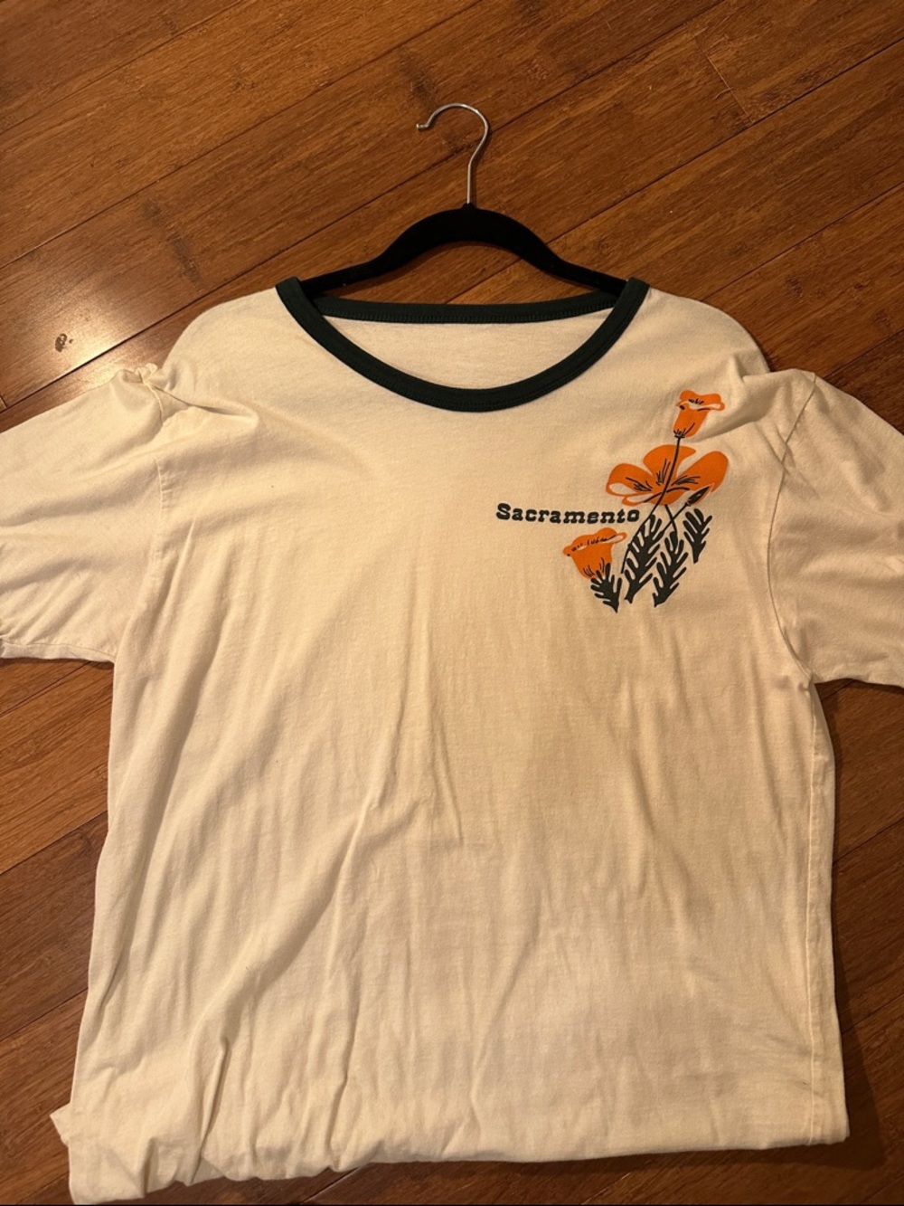 Sacramento Floral Graphic Ringer Tee - Cream & Orange